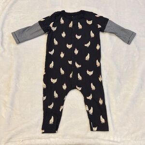 Tea Collection Black Chicken Print Kids Footie